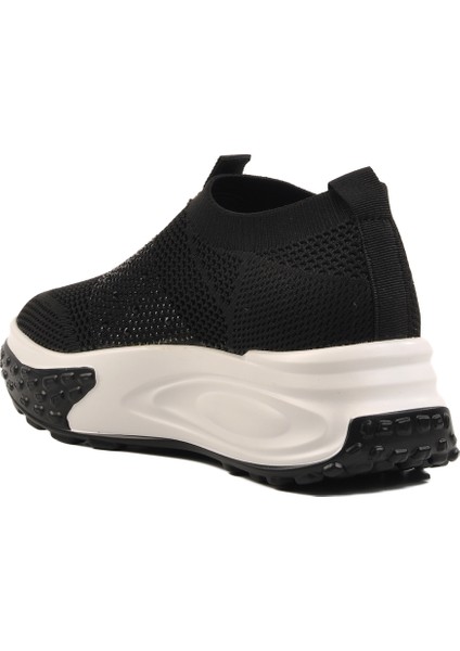 Siyah Tekstil Taşlı Kadın Sneaker