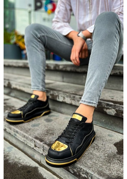 Bağcıklı Erkek Spor Ayakkabı Siyah Altın fırsatları