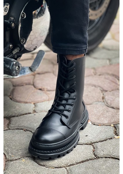 Fermuarlı Bağcık Detaylı Erkek Düz Bot Siyah fırsatları