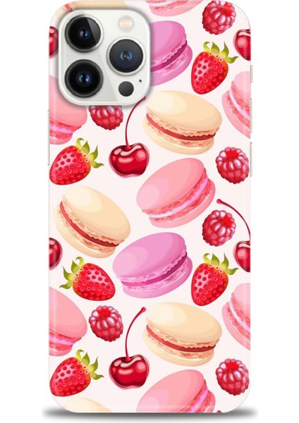 iPhone 14 Pro Kılıf Hd Baskılı - Makaron ve Çilekler