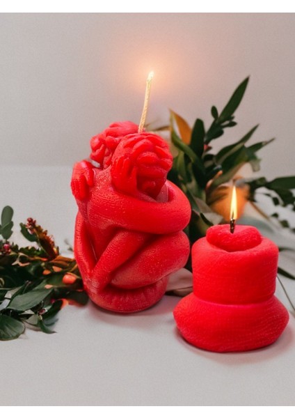 Hediyelik Dekoratif Sarılan Çift Sevgili Mum 200 gr modelleri