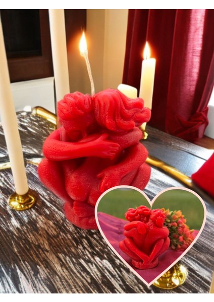 Hediyelik Dekoratif Sarılan Çift Sevgili Mum 200 gr fırsatları