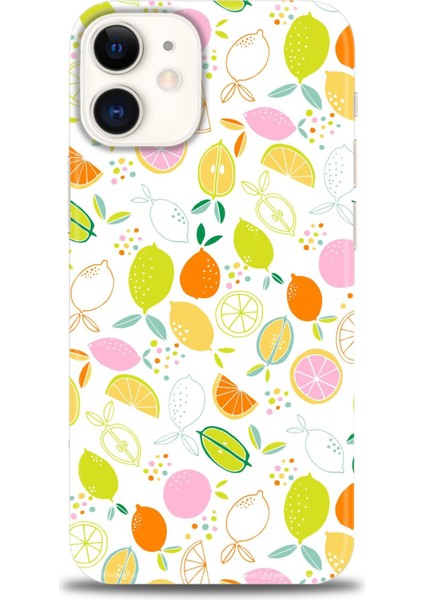 iPhone 12 Mini Kılıf Hd Baskılı - Renkli Limonlar