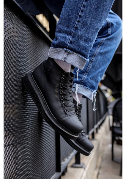 Bağcıklı Erkek Sneaker Bot Siyah