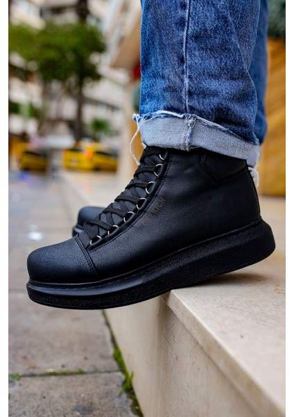 Bağcıklı Erkek Sneaker Bot Siyah