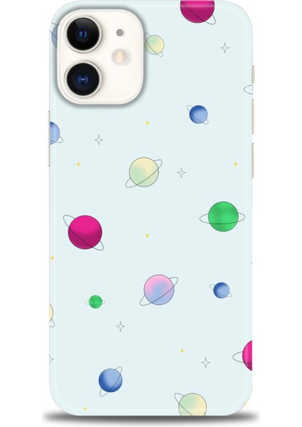 iPhone 12 Kılıf Hd Baskılı - Gezegenler Çizim