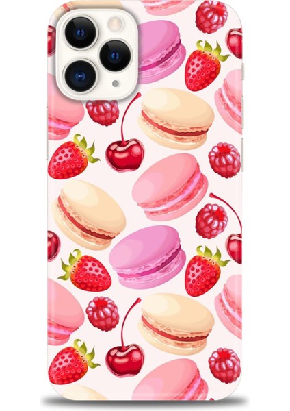 iPhone 12 Pro Max Kılıf Hd Baskılı - Makaron ve Çilekler