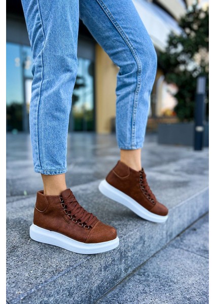 Bağcıklı Kadın Sneaker Bot Taba