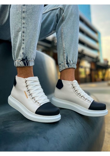 Bağcıklı Erkek Sneaker Bot Beyaz Siyah