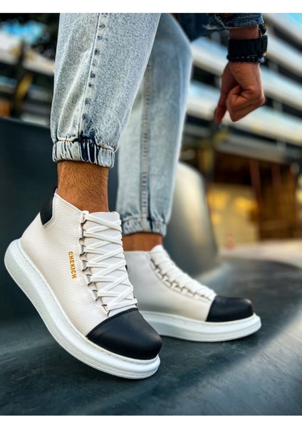 Bağcıklı Erkek Sneaker Bot Beyaz Siyah indirimleri