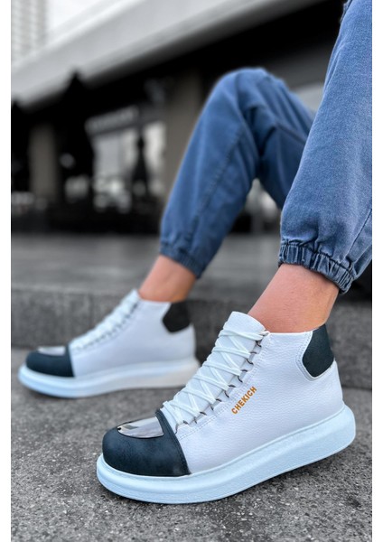 Bağcıklı Erkek Sneaker Bot Beyaz Antrasit