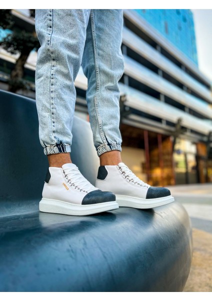 Bağcıklı Erkek Sneaker Bot Beyaz Antrasit