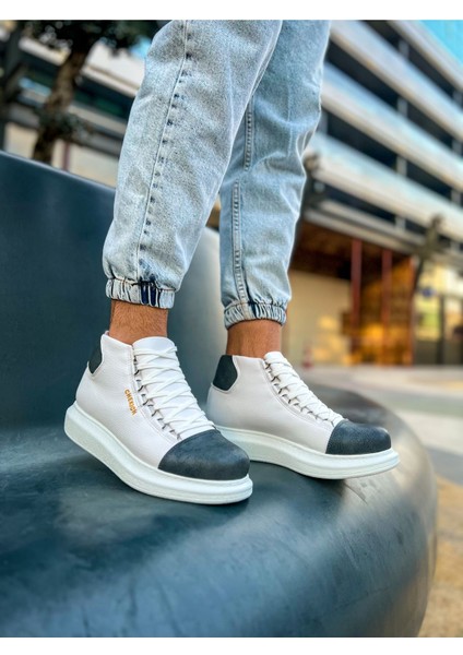 Bağcıklı Erkek Sneaker Bot Beyaz Antrasit