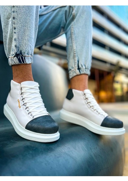 Bağcıklı Erkek Sneaker Bot Beyaz Antrasit