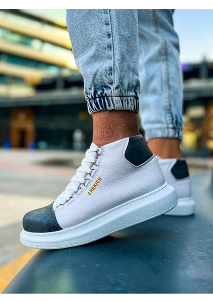 Bağcıklı Erkek Sneaker Bot Beyaz Antrasit