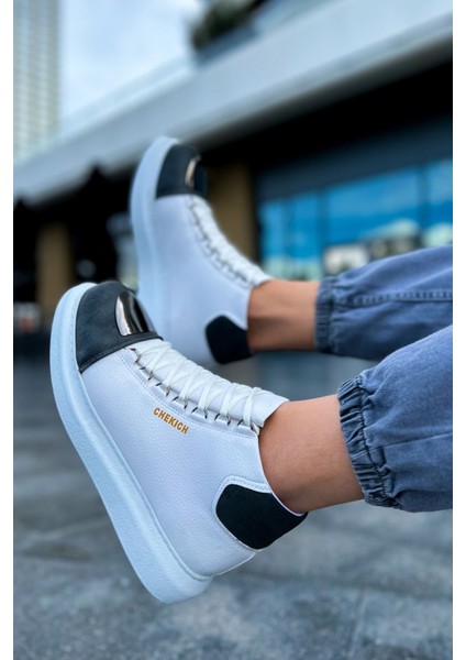Bağcıklı Erkek Sneaker Bot Beyaz Antrasit fırsatları