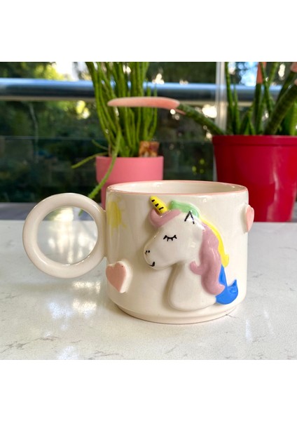 El Yapımı Seramik Unicorn Kupa