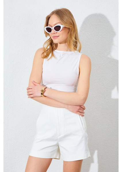 Kadın Ekru Kayık Yaka Yanları Büzgülü Sandy Bluz modelleri