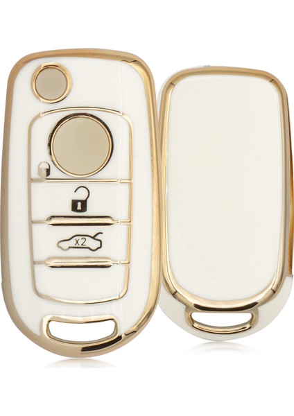 Egea 500X 3 Buton Sustalı Nano Anahtar Kılıfı Beyaz