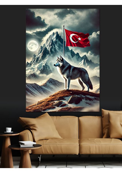 Kurt ve Türk Bayrağı Dekoratif Kanvas - Mdf Ahşap Tablo modelleri