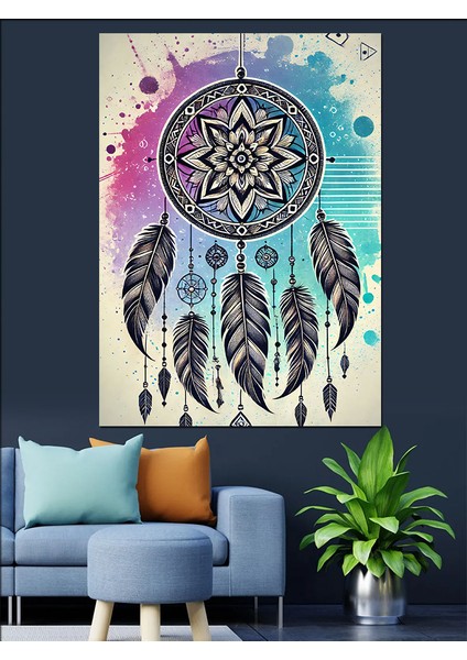 Dreamcatcher ve Düşler Dekoratif Kanvas - Mdf Ahşap Tablo