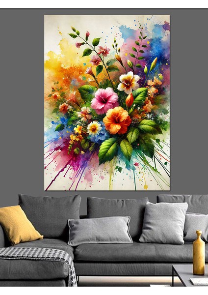 Çiçek Patlaması Sanatı Dekoratif Kanvas - Mdf Ahşap Tablo fiyatları