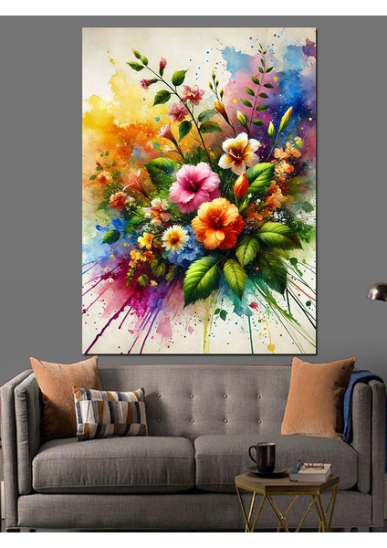 Çiçek Patlaması Sanatı Dekoratif Kanvas - Mdf Ahşap Tablo modelleri