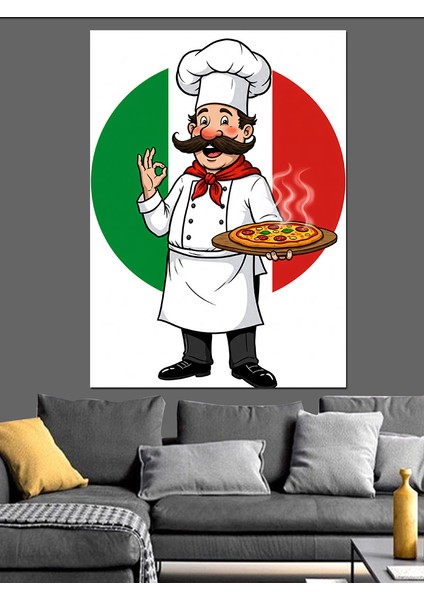 Italyan Şef ve Pizza Sanatı Dekoratif Kanvas - Mdf Ahşap Tablo modelleri
