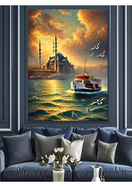 Camii ve Gün Batımı Manzarası Dekoratif Kanvas - Mdf Ahşap Tablo fiyatları