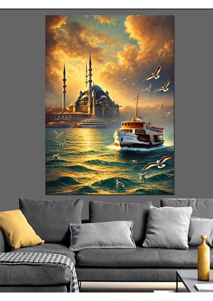Camii ve Gün Batımı Manzarası Dekoratif Kanvas - Mdf Ahşap Tablo modelleri
