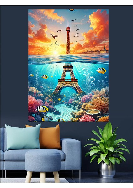 Eyfel Kulesi ve Deniz Dekoratif Kanvas - Mdf Ahşap Tablo fırsatları