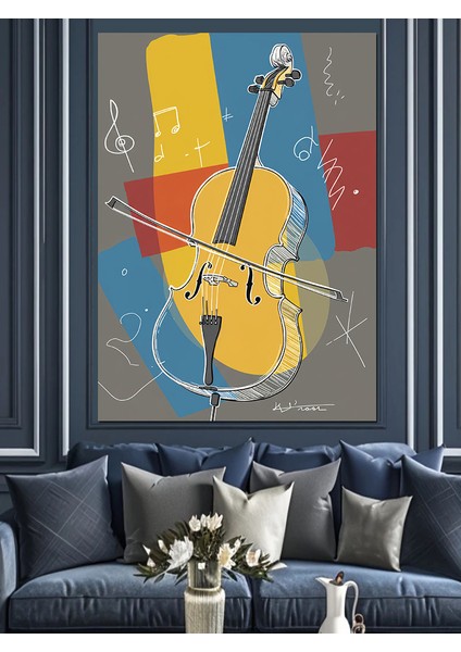 Gitar ve Müzik Sembolü Dekoratif Kanvas - Mdf Ahşap Tablo fiyatları