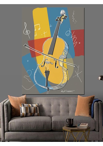 Gitar ve Müzik Sembolü Dekoratif Kanvas - Mdf Ahşap Tablo fırsatları