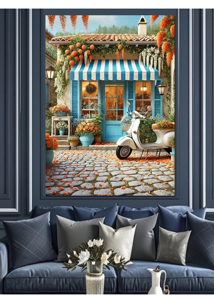 Vintage Vespa Sokakları Dekoratif Kanvas - Mdf Ahşap Tablo