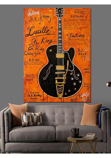 Vintage Gitar Afişi Dekoratif Kanvas - Mdf Ahşap Tablo modelleri