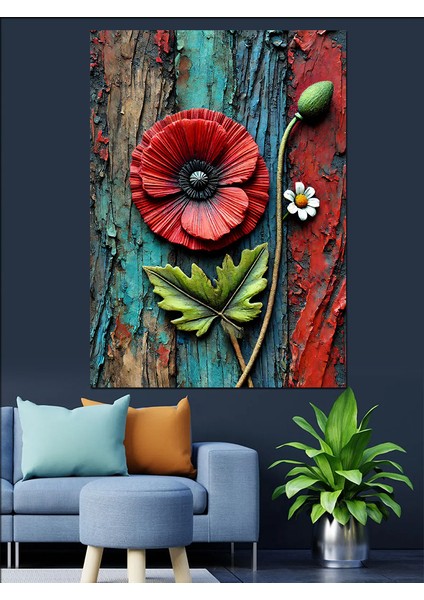 Renkli Gelincik Çiçeği Dekoratif Kanvas - Mdf Ahşap Tablo modelleri