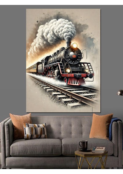 Tarihi Buharlı Tren Dekoratif Kanvas - Mdf Ahşap Tablo fiyatları
