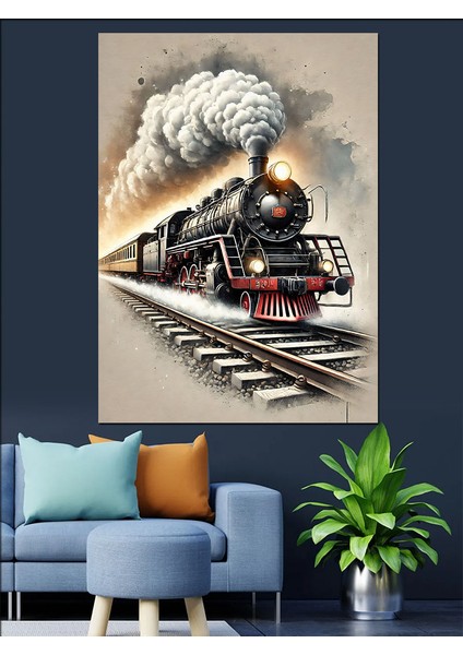 Tarihi Buharlı Tren Dekoratif Kanvas - Mdf Ahşap Tablo modelleri