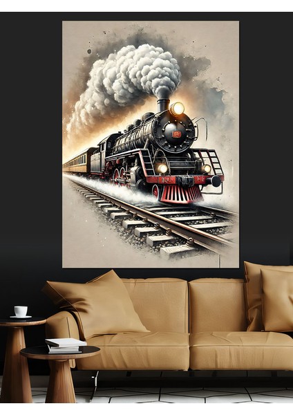 Tarihi Buharlı Tren Dekoratif Kanvas - Mdf Ahşap Tablo fırsatları