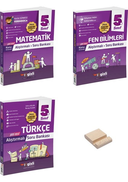 5. Sınıf Konu Anlatımlı Alıştırmalı Matematik Fen Bilimleri ve Türkçe Soru Bankası 3lü Set + Telefon Tutucu