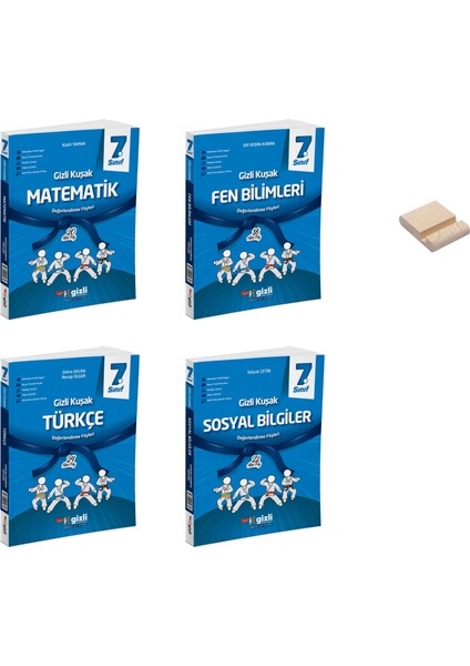 7. Sınıf Gizli Kuşak Matematik Fen Türkçe ve Sosyal Değerlendirme Föyleri (Deneme) 4lü Set + Telefon Tutucu