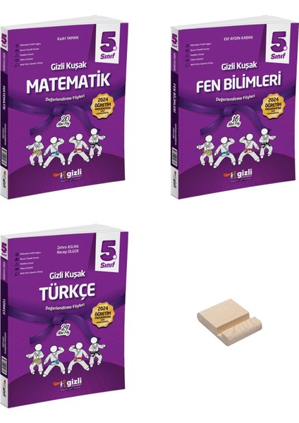 5. Sınıf Gizli Kuşak Matematik Fen Bilimleri ve Türkçe Değerlendirme Föyleri (Deneme) 3lü Set + Telefon Tutucu