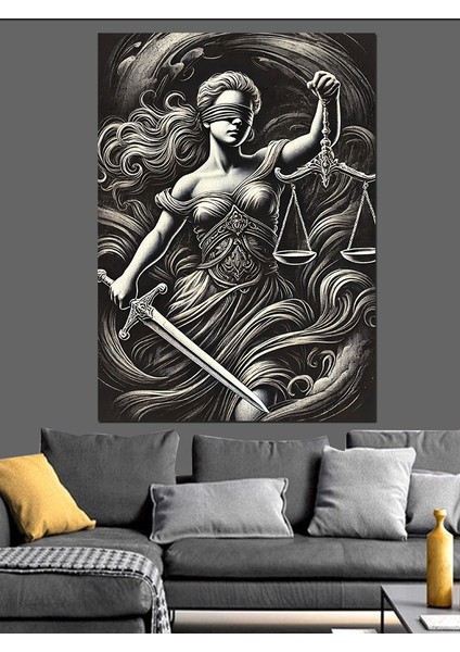 Adalet Tanrıçası Tasviri Dekoratif Kanvas - Mdf Ahşap Tablo fiyatları