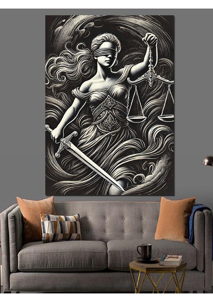 Adalet Tanrıçası Tasviri Dekoratif Kanvas - Mdf Ahşap Tablo modelleri