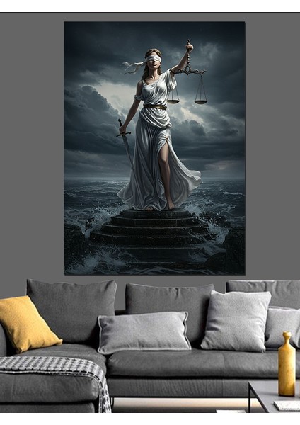 Adalet Tanrıçası Tasviri Dekoratif Kanvas - Mdf Ahşap Tablo modelleri