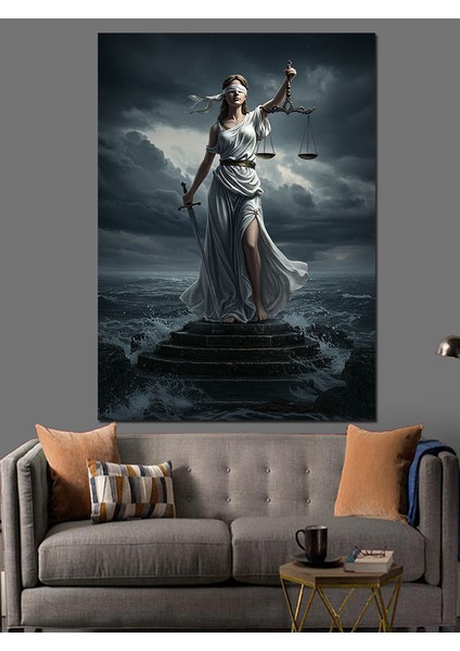 Adalet Tanrıçası Tasviri Dekoratif Kanvas - Mdf Ahşap Tablo fırsatları