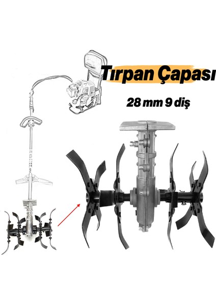 Solax 28 mm 9 Diş Tırpan Yedek Çapa Aparatı Bıçağı Mtp2 Toprak Işleme Belleme Çapalama Uyumlu