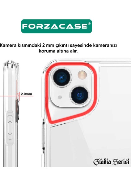 iPhone 16 Plus ile Uyumlu Gladia Serisi Kamera Köşe Korumalı Sert Plastik Şeffaf Kılıf modelleri