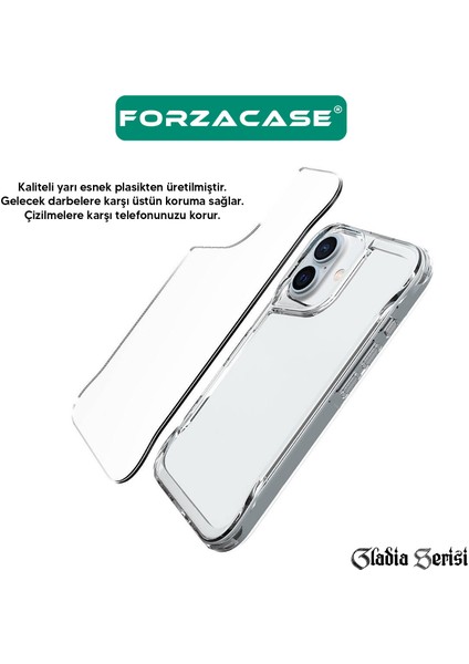 iPhone 16 Plus ile Uyumlu Gladia Serisi Kamera Köşe Korumalı Sert Plastik Şeffaf Kılıf indirimleri