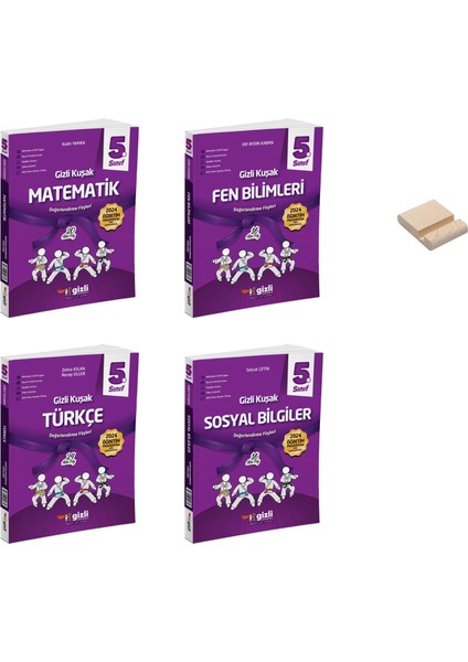 5. Sınıf Gizli Kuşak Matematik Fen Türkçe ve Sosyal Değerlendirme Föyleri (Deneme) 4lü Set + Telefon Tutucu